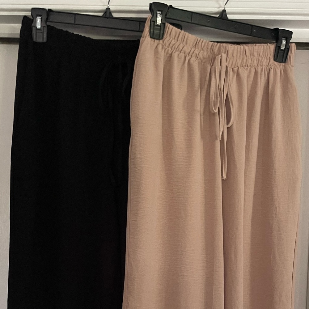 Black and Beige Wide-Leg Pants